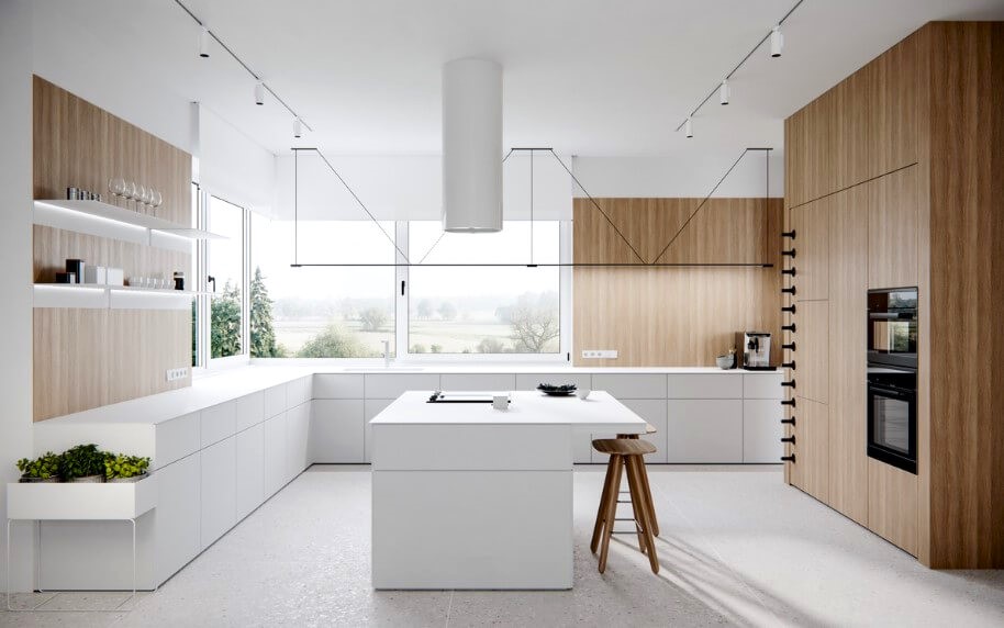 L Shape Modular Kitchen Design with Island