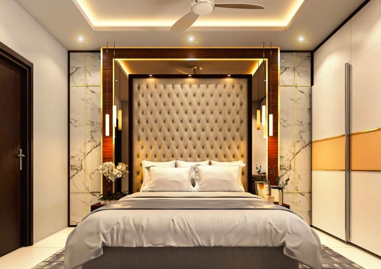 Edged POP Ceilings with Hidden Storage bedroom pop ceiling design