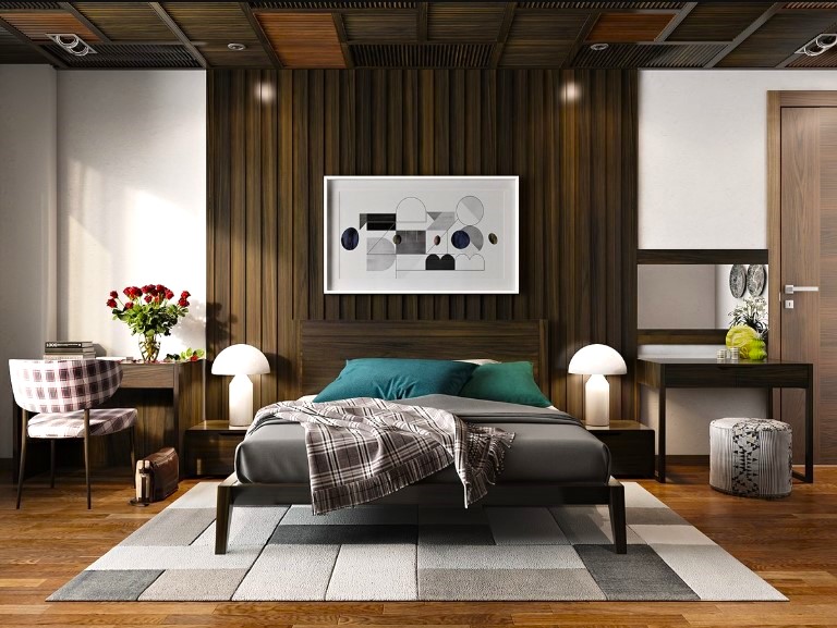 Combine Wood with POP bedroom pop ceiling design