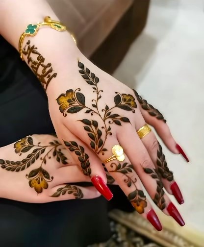Customized Fusion (Bonus Idea) Khafif Mehndi Design Back Hand