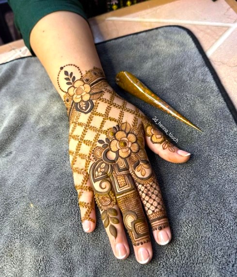 Bold Floral Motifs easy mehndi designs for hands