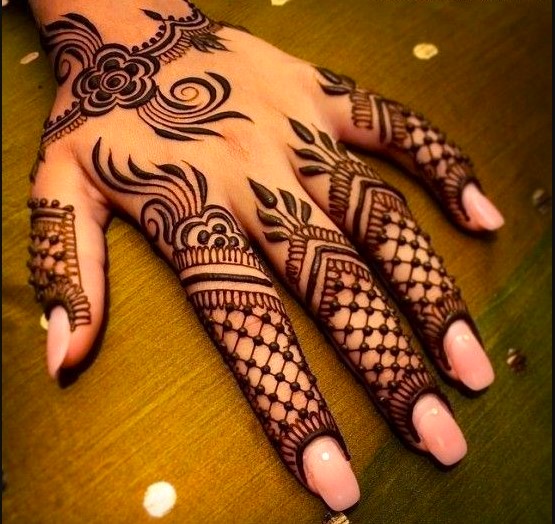 Net Pattern Fingers easy mehndi designs for hands