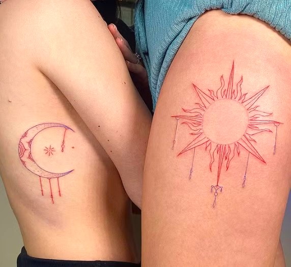 Sun and Moon tattoos for girls