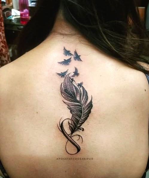 Feather tattoos for girls
