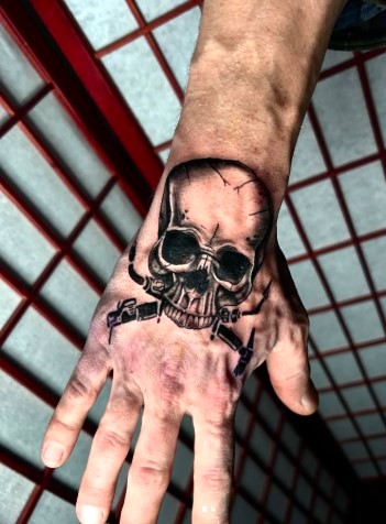 Skull Tattoo hand tattoos for men