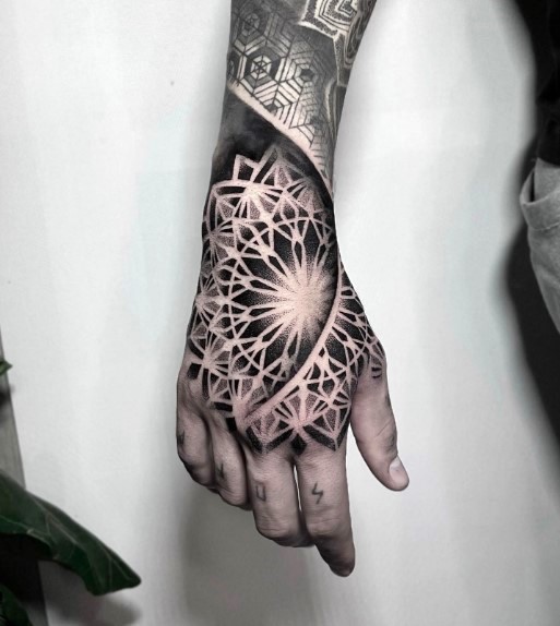 Geometric Pattern Tattoo hand tattoos for men