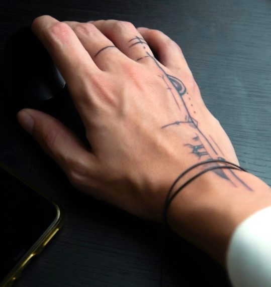 Minimal Line Art Tattoo hand tattoos for men