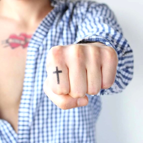 Small Cross Tattoo hand tattoos for men