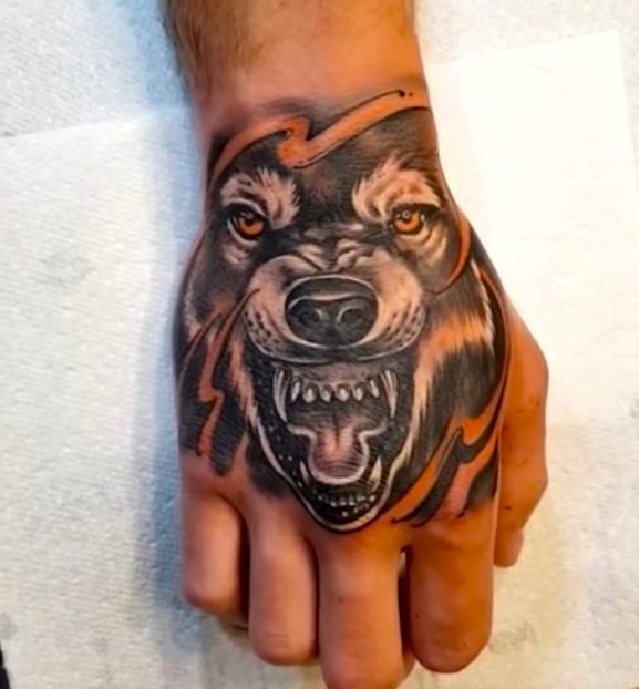 Wolf Head Tattoo hand tattoos for men