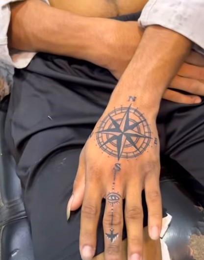  Compass Tattoo hand tattoos for men