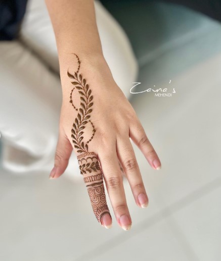 Single-finger design Mehndi Designs for Girls 