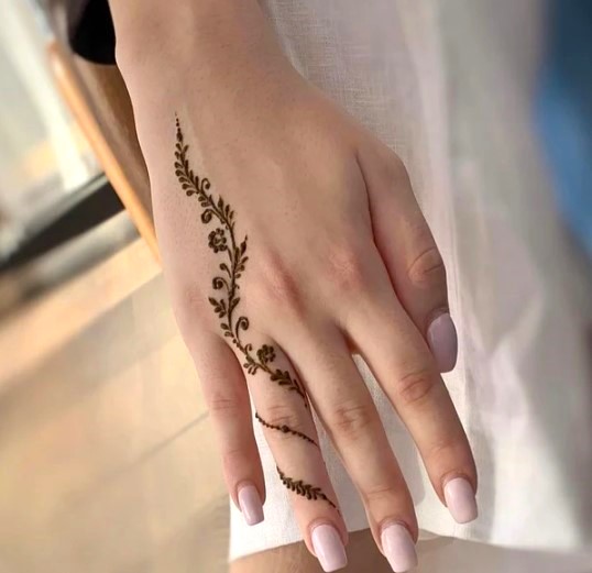 Tattoo-style single line  Mehndi Designs for Girls