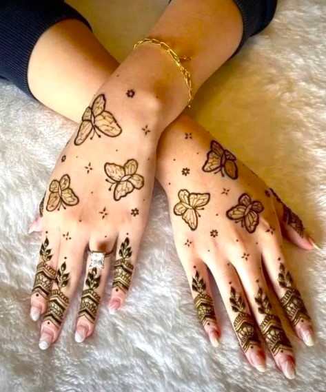 Butterfly-Inspired Design Khafif Mehndi Design Back Hand