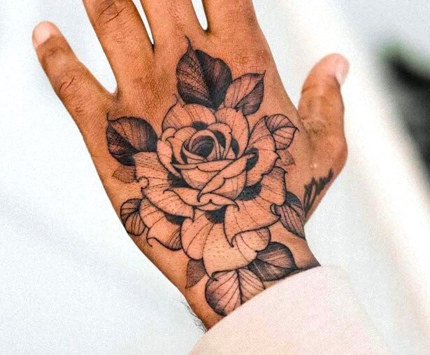 Rose or Floral tattoo designs for men hand