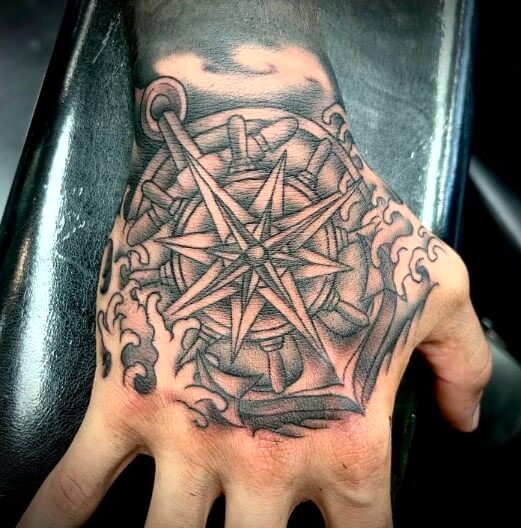 Compass tattoo designs for men hand