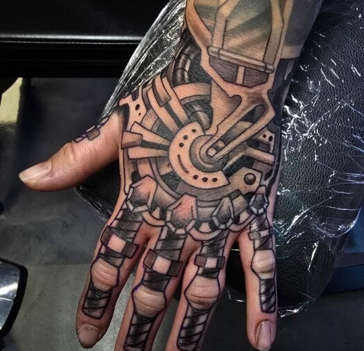 Mechanical/Bio-Mechanical tattoo designs for men hand