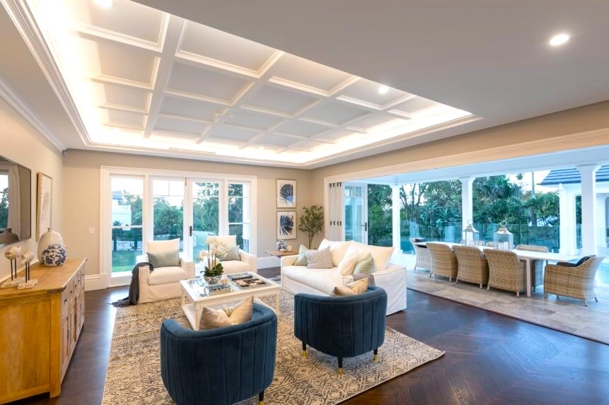 Coffered False Ceiling Designs for Drawing Room