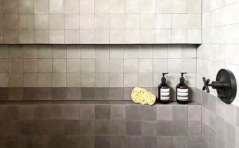 Concrete Finish Bathroom Tiles Design