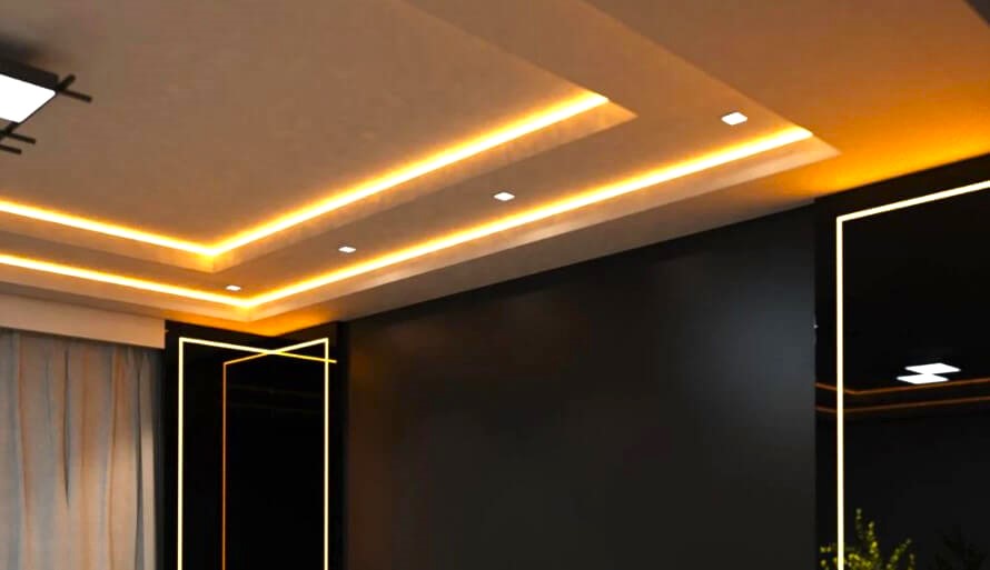 False Ceiling Designs for Drawing Room with LED Strips