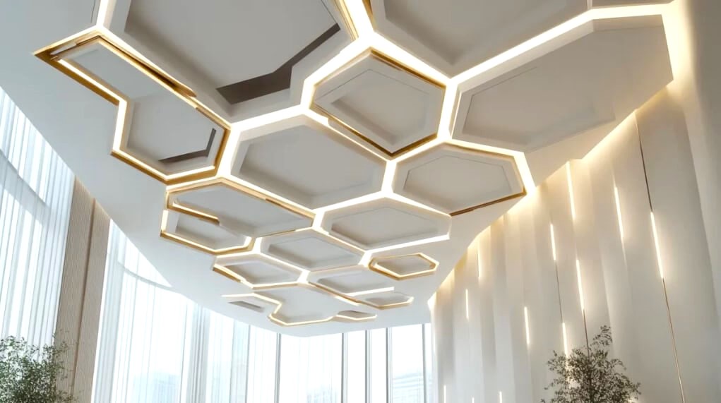 Hexagon & Geometric Patterns False Ceiling Designs