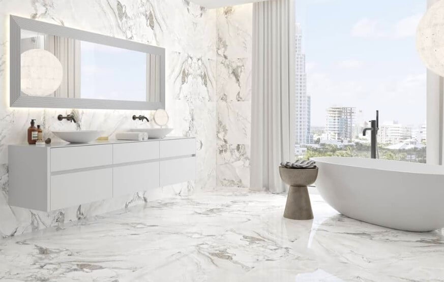 Large-Format Floor Bathroom Tiles Design