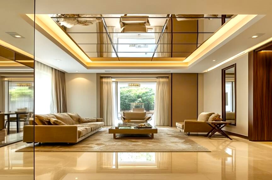 Mirror False Ceiling Designs for Drawing Room