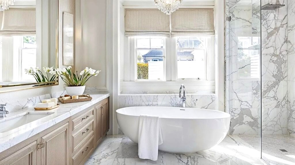 Mirror-Finish Bathroom Tiles Design