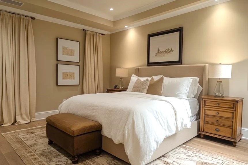 Warm Beige Normal Bedroom Colour 