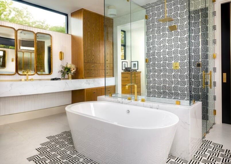 Patterned Floor Bathroom Tiles Design