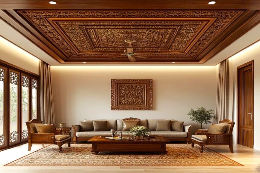 Traditional Indian False Ceiling Designs for Drawing Room