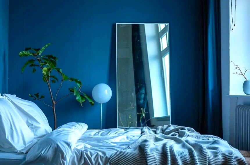 Bed Away from Mirrors and Reflective Surfaces