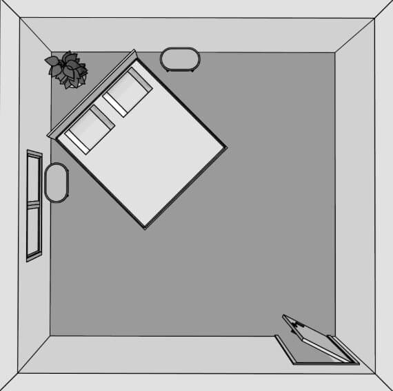 Diagonal Across from the Door