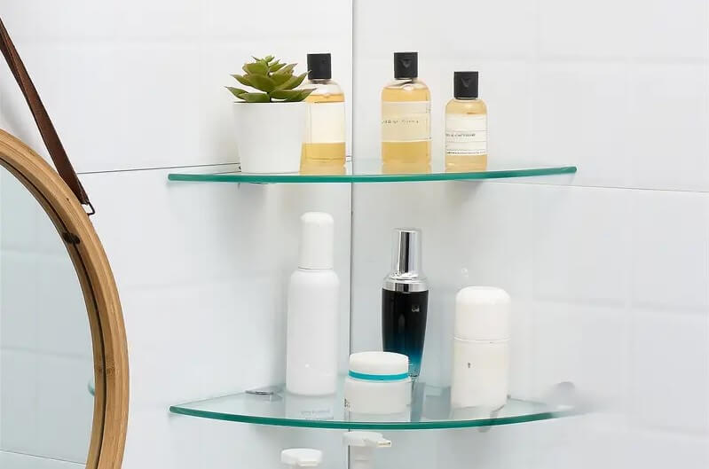 Floating Glass Bathroom Corner Shelf