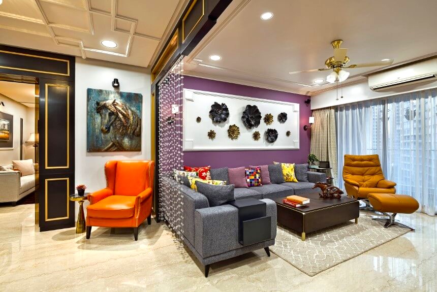 Fusion Style Drawing Room Interior Design