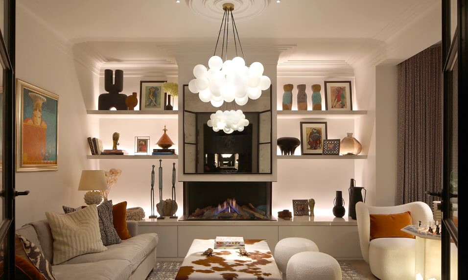 Grand Chandelier Lighting Drawing Room Interior Design