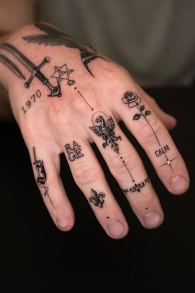 Minimalist Symbols Hand Tattoos