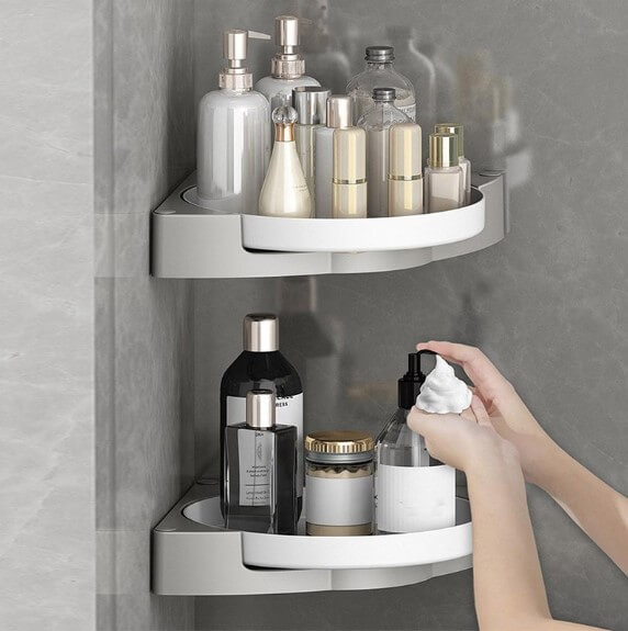 Rotating Bathroom Corner Shelf (Lazy Susan Style)