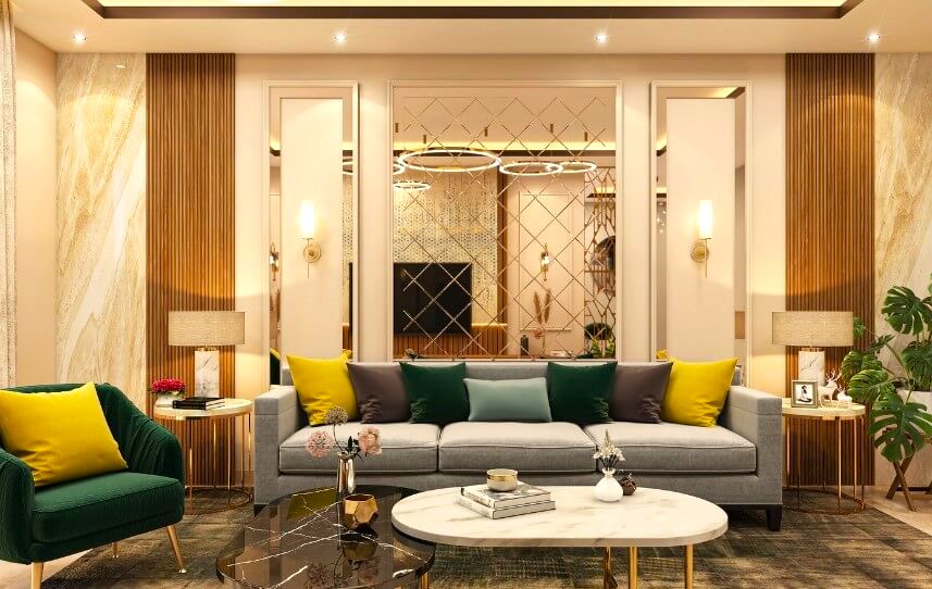 Warm Neutral Walls Drawing Room Interior Design
